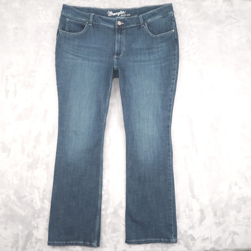 Wrangler Jeans Womens 22Wx34 Fit 41x33 Blue Boot Cut 1009PWZDO Embroidered